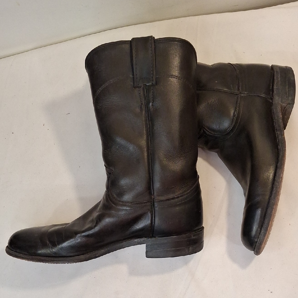 Justin Ladies Black Classic  Roper Cowboy Boots. Lightly Worn.